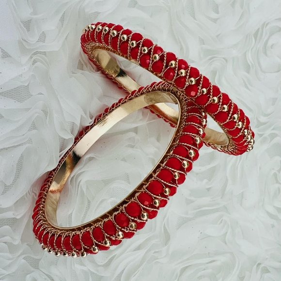 Women Jewelry Bracelet Bangles Fashion Gold Plated Set of 2 India 2.8 US L - Picture 7 of 7